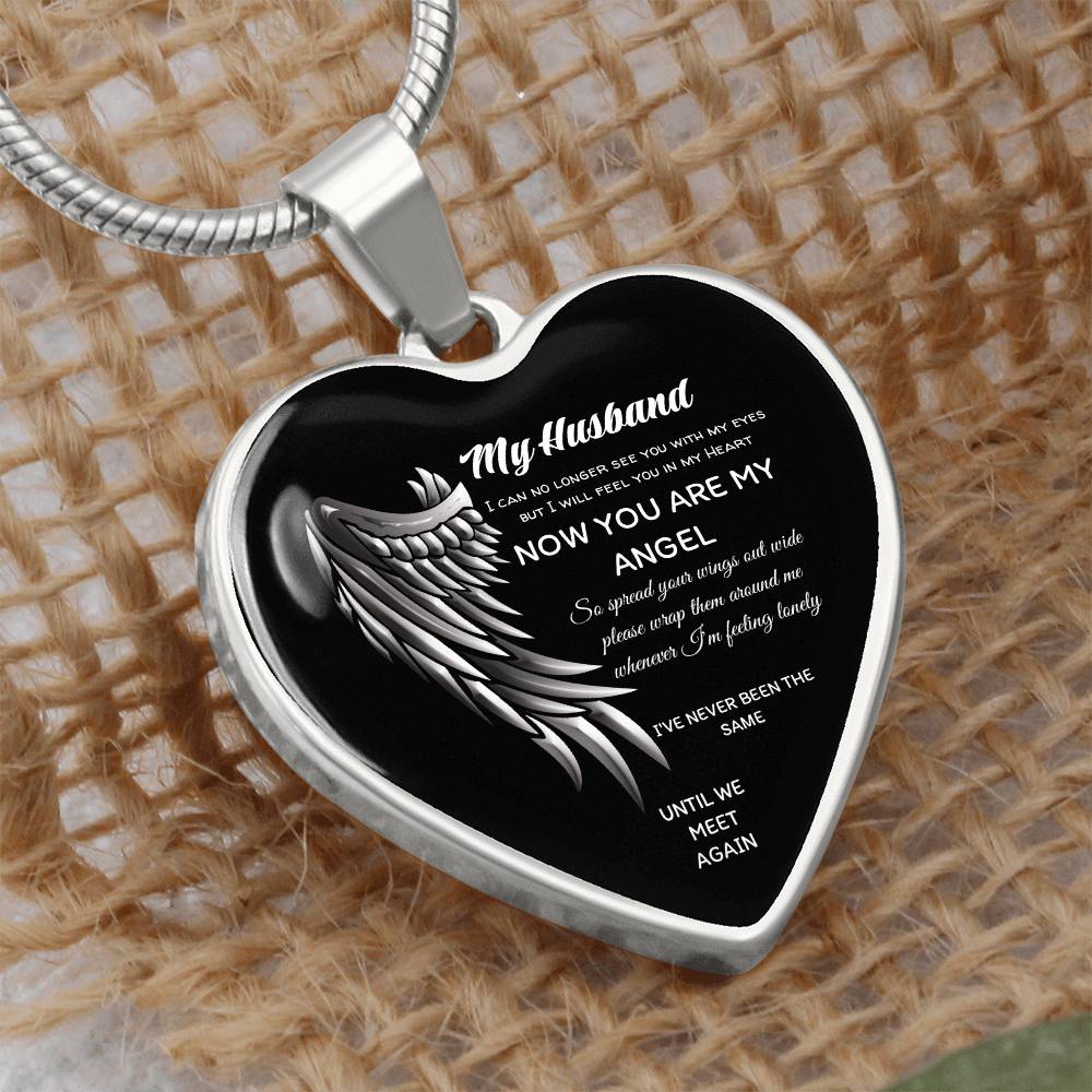 Luxury Heart pendant Necklace My Husband until we meet again by ShineOn Fulfillment