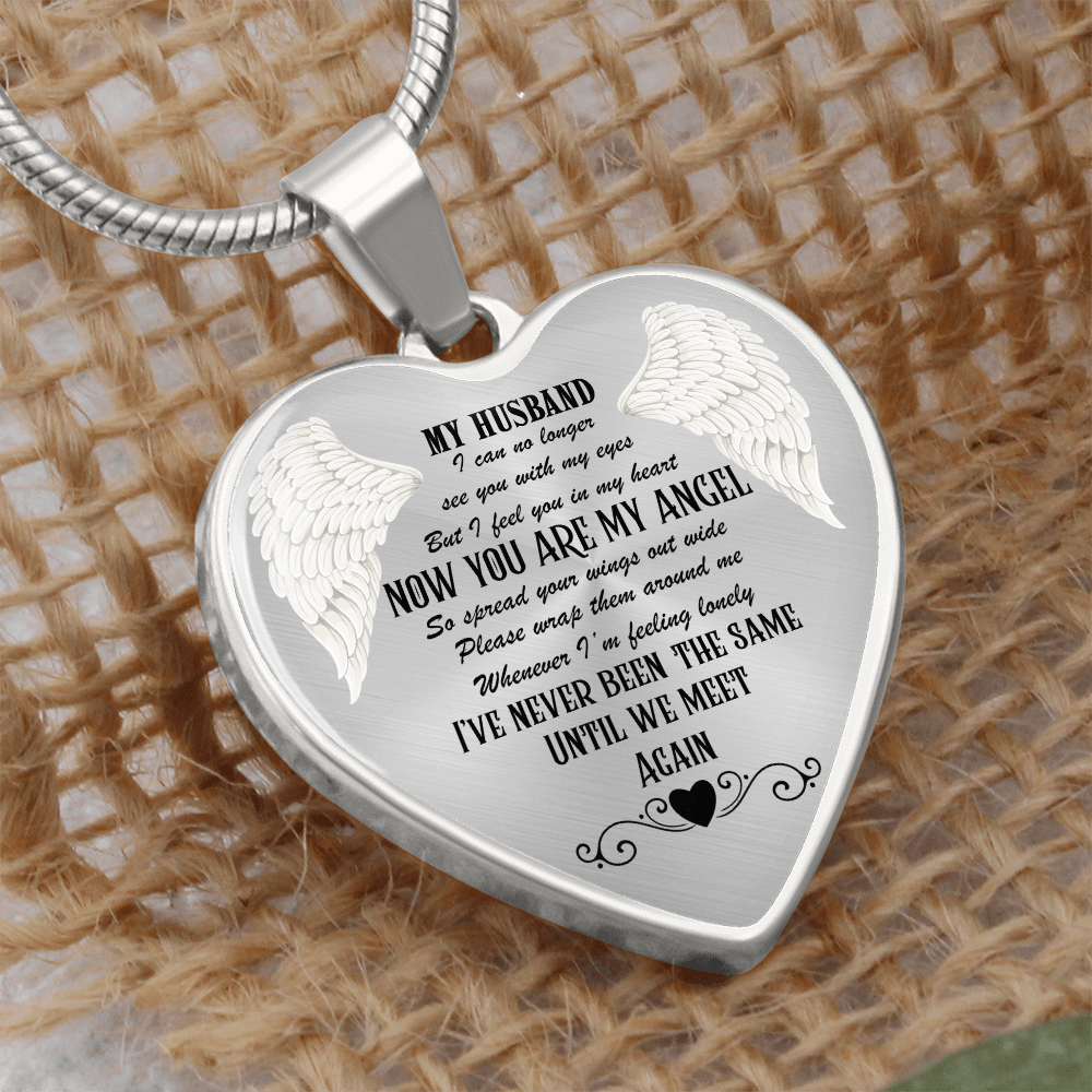 Luxury Graphic Heart Necklace My Husband now you are my Angel by ShineOn Fulfillment