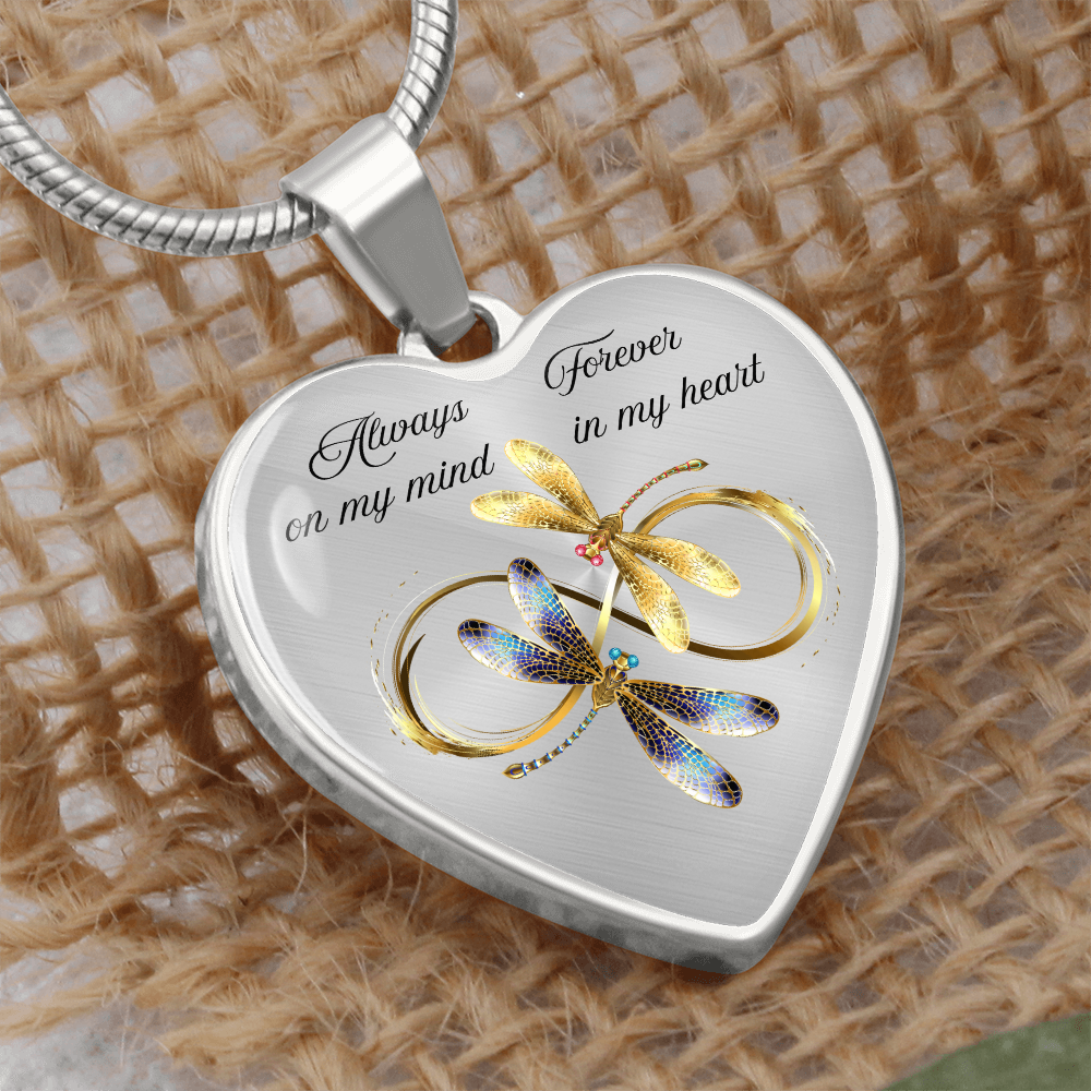 Luxury Graphic Heart Necklace – Forever in My Heart, Always on My Mind Personalized Memorial Gift