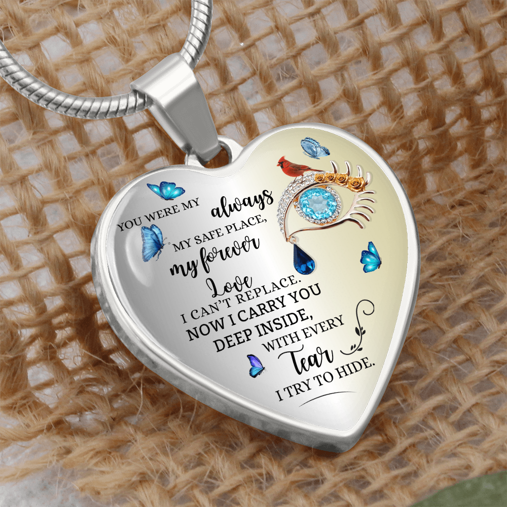 Forever Love Necklace for Wife, Husband Memorial Gift, Loss of Husband Jewelry, Sympathy Heart Pendant, In Loving Memory Keepsake