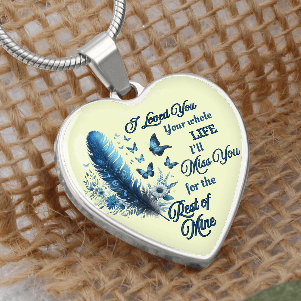 Necklace Memorial Blue Feather Heart Pendant Sympathy Gift for Loss "I Loved You Your Whole Life" by ShineOn Fulfillment