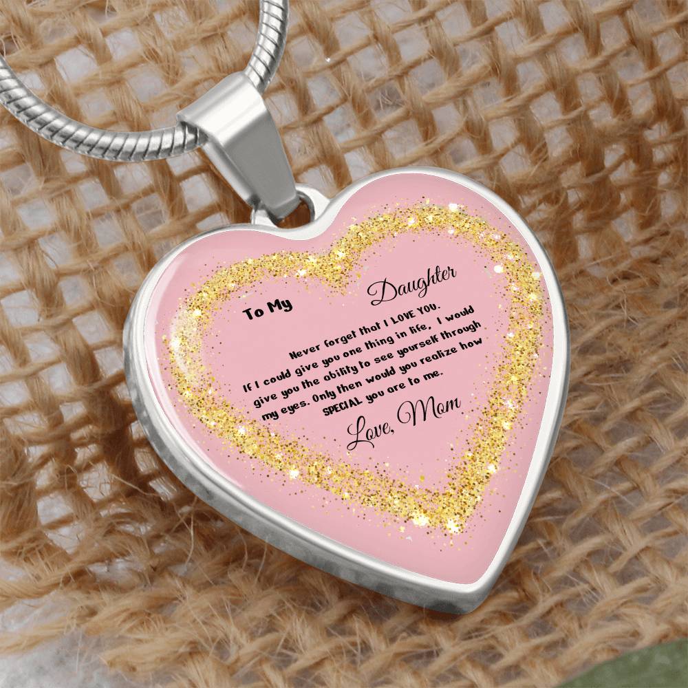 Luxury Heart Pendant Necklace – To My Daughter, Love Mom | Personalized Jewelry Gift by ShineOn Fulfillment