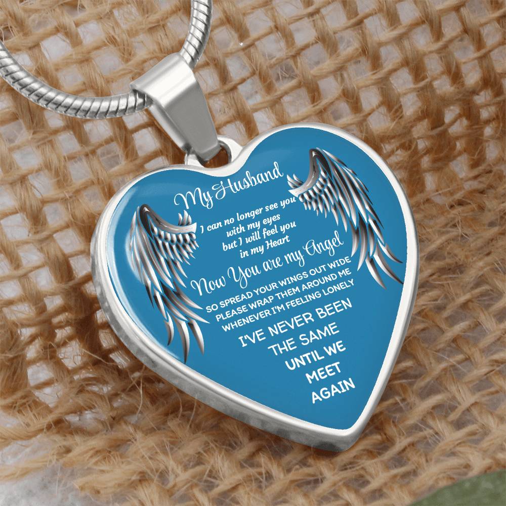 Luxury Heart pendant Necklace my Husband now you are my Angel by ShineOn Fulfillment