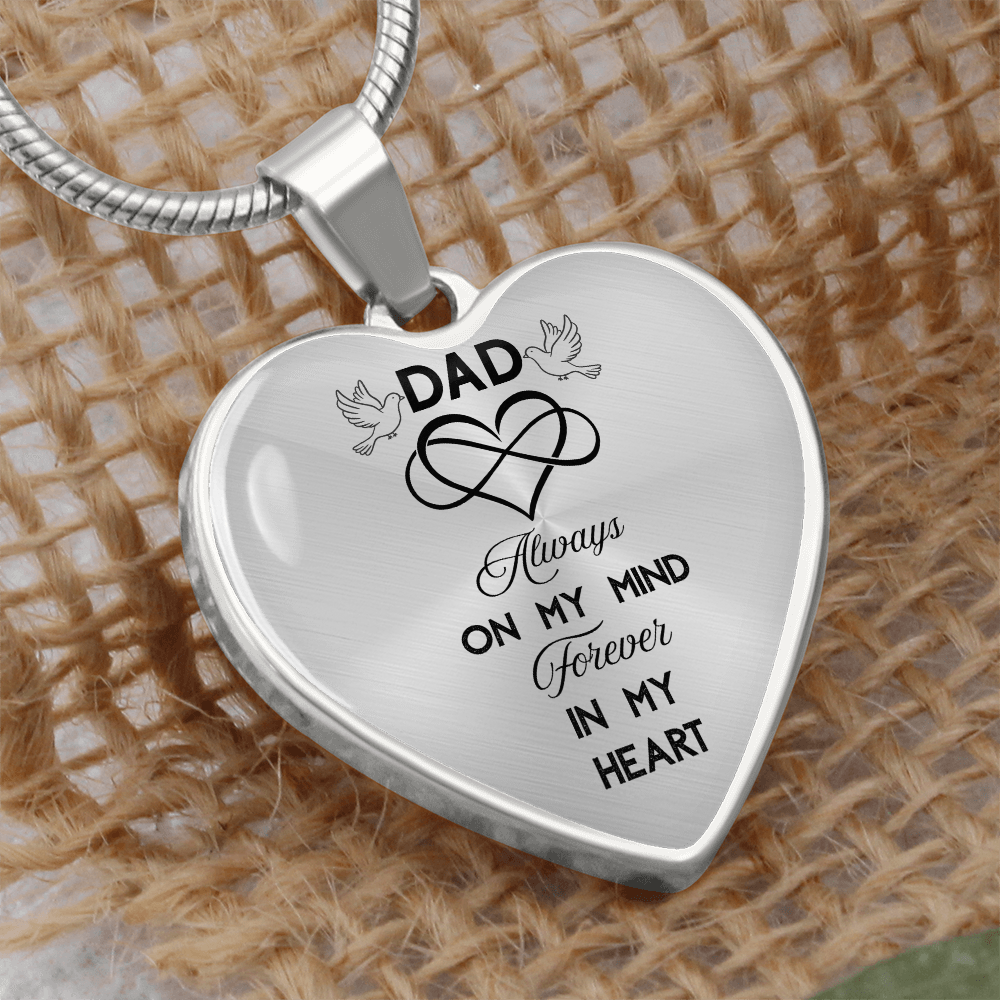 In Loving Memory Dad Necklace – Luxury Heart Memorial Jewelry for Loss of Father