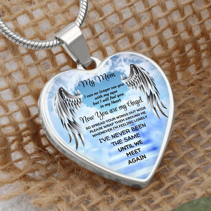 Luxury Heart pendant Necklace My Mom now you are my Angel by ShineOn Fulfillment