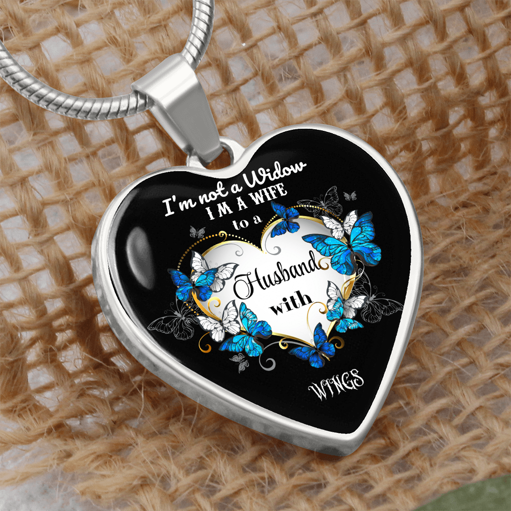Luxury Graphic Heart Necklace I'm not a Widow Butterflies design by ShineOn Fulfillment