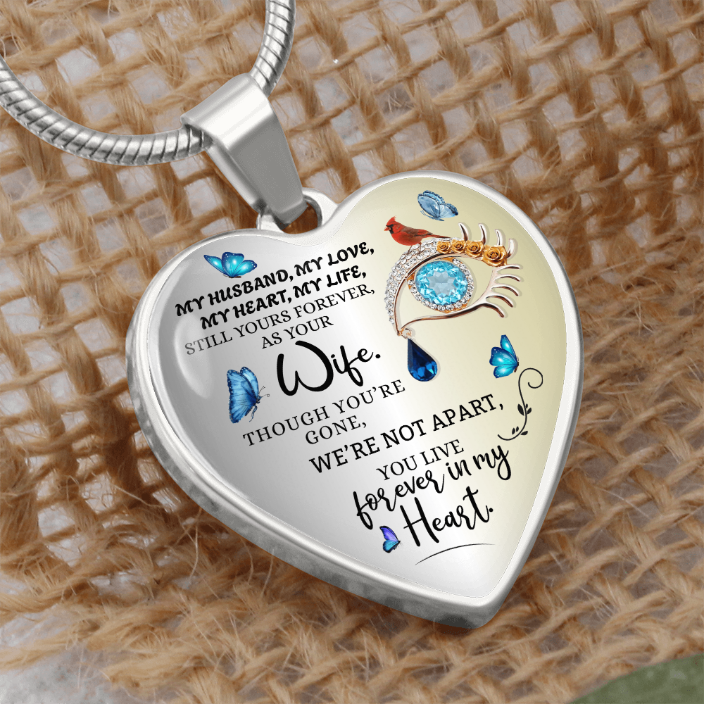 Luxury Personalized Heart Necklace, Husband Loss Gift for Wife, Memorial Jewelry, Remembrance Necklace, Forever Love Keepsake