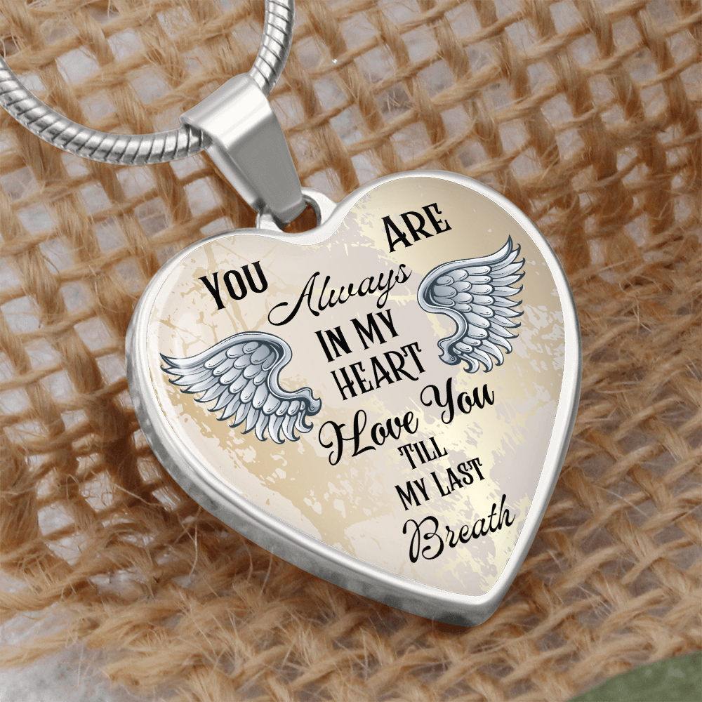 Personalized Heart pendant necklace with back engraving, You are always in my Heart ShineOn Fulfillment