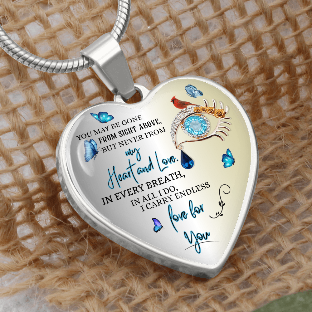 Luxury Heart Necklace, Husband Memorial Jewelry for Wife, Personalized Remembrance Gift, Forever Love Pendant