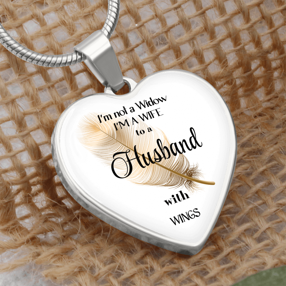 In Loving Memory Husband Necklace – Angel Wings Heart Tribute Jewelry | Elegant Memorial & Sympathy Gift by ShineOn Fulfillment