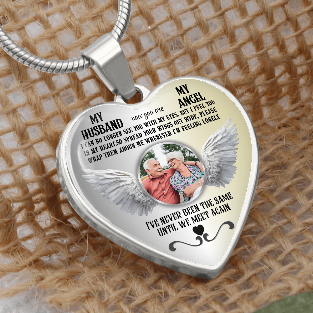Personalized Memorial Photo Heart Necklace, Husband Loss Remembrance Gift, Custom Sympathy Jewelry, In Loving Memory Keepsake