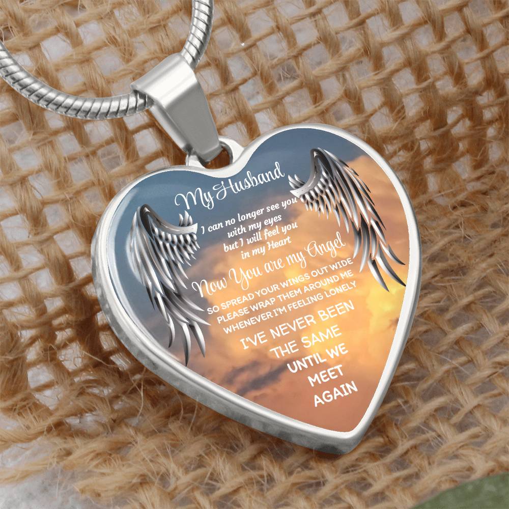 Luxury Heart pendant Necklace my Husband now you are my Angel by ShineOn Fulfillment
