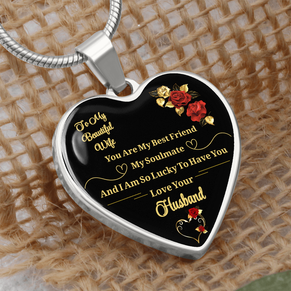 Luxury Graphic Heart Necklace to My Wife You Are My Best Friend I Always Love You Heart Pendant Necklace to Wife Anniversary Birthday Gift From Husband by ShineOn Fulfillment
