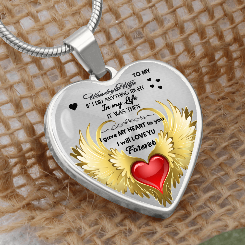 To My Wonderful Wife Angel Wings Necklace – Love Gift for Wife, Romantic Jewelry for Anniversary, Birthday or Valentine's Day by ShineOn Fulfillment