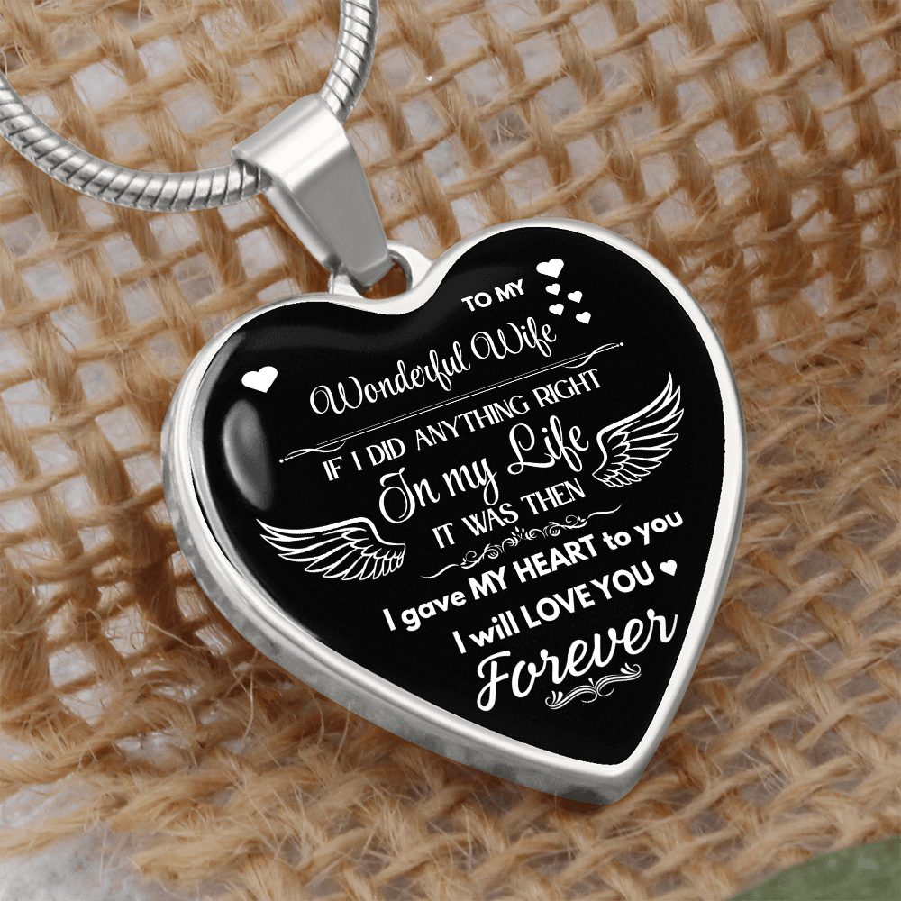 To My Wonderful Wife Heart Necklace ShineOn Fulfillment