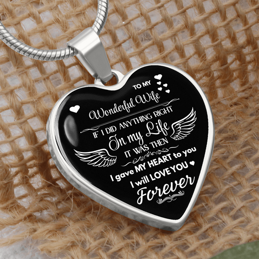 To My Wonderful Wife Heart Necklace ShineOn Fulfillment