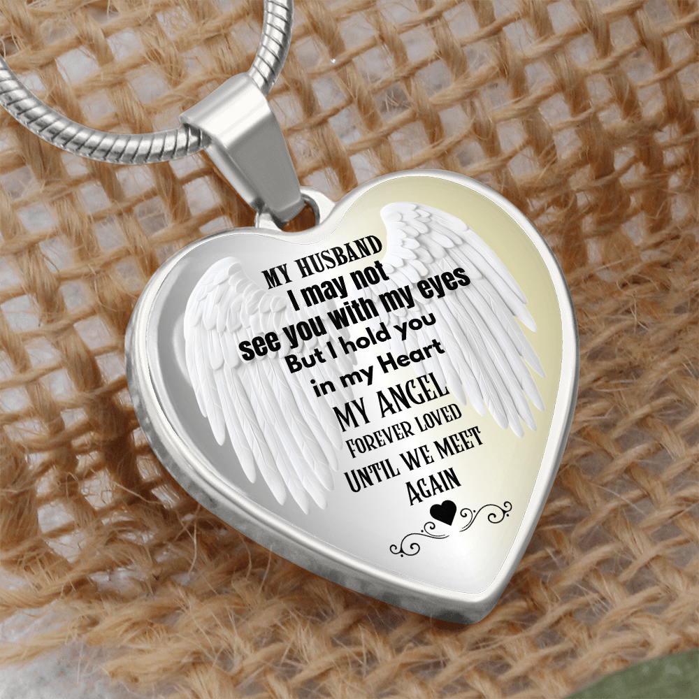 My husband My Angel memorial Heart Necklace