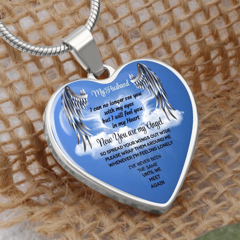 Luxury Heart pendant Necklace My Husband now you are my Angel by ShineOn Fulfillment