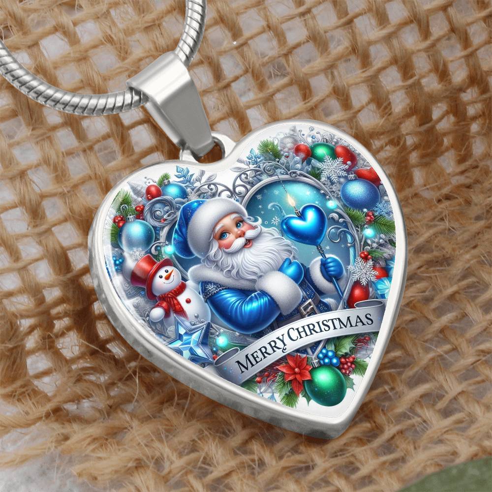 Luxury Heart Necklace – Merry Christmas Graphic Design | Holiday Jewelry Gift for Women by ShineOn Fulfillment