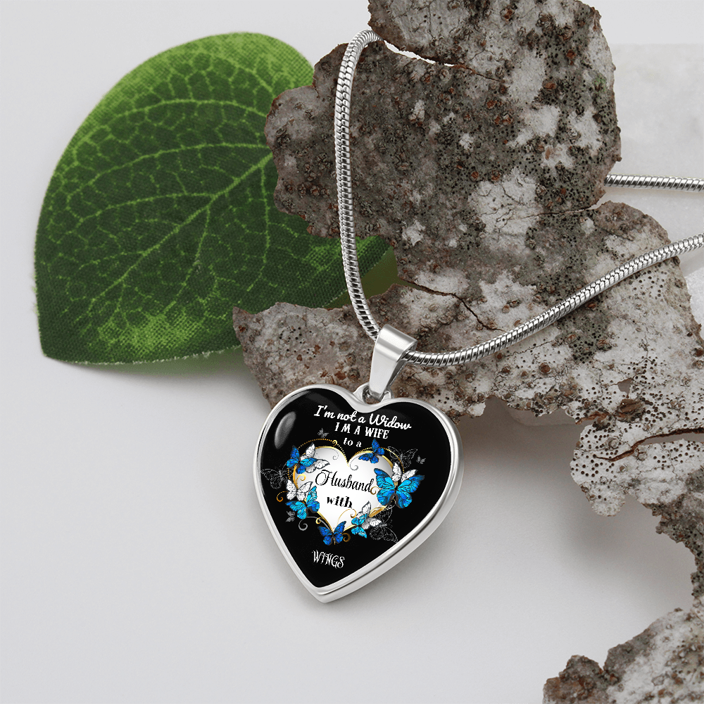 Luxury Graphic Heart Necklace I'm not a Widow Butterflies design by ShineOn Fulfillment