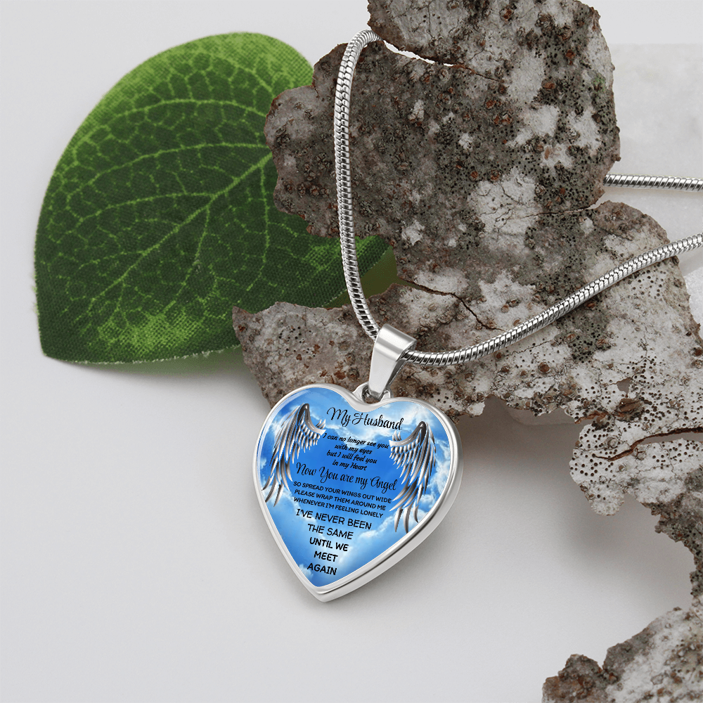 My Husband Angel Heart Pendant Necklace: Luxury Memorial Jewelry by ShineOn Fulfillment
