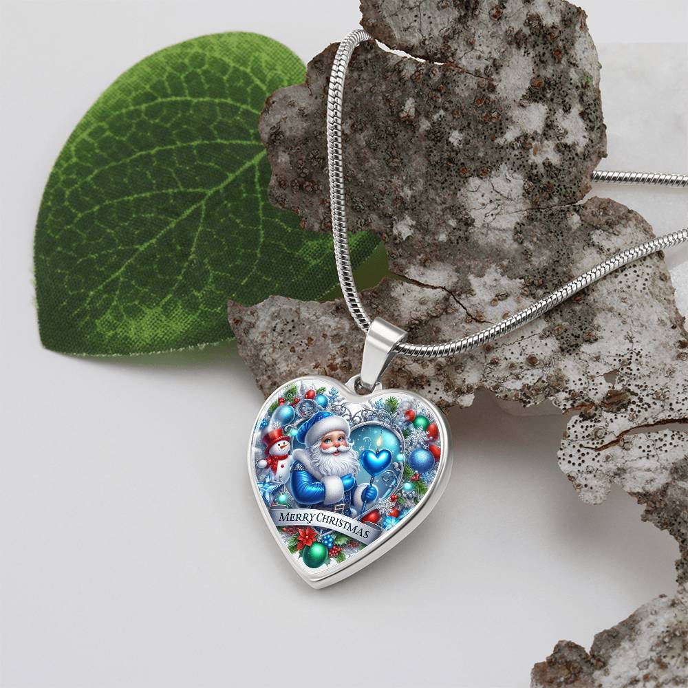 Luxury Heart Necklace – Merry Christmas Graphic Design | Holiday Jewelry Gift for Women by ShineOn Fulfillment