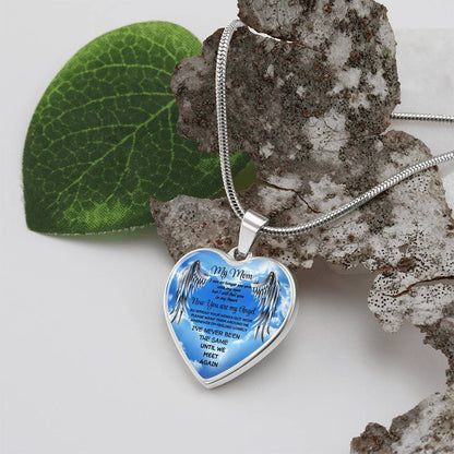 Luxury Heart pendant Necklace my Mom now you are my Angel by ShineOn Fulfillment
