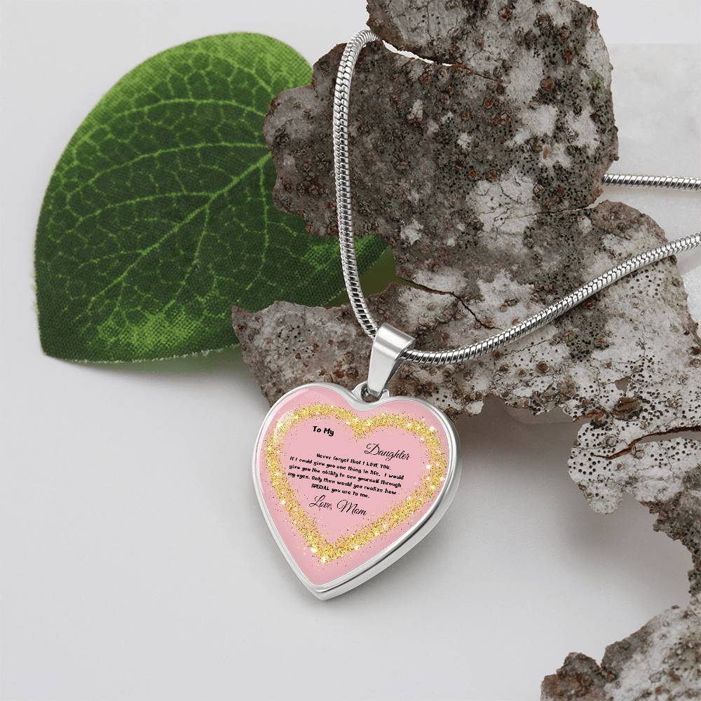 Luxury Heart Pendant Necklace – To My Daughter, Love Mom | Personalized Jewelry Gift by ShineOn Fulfillment