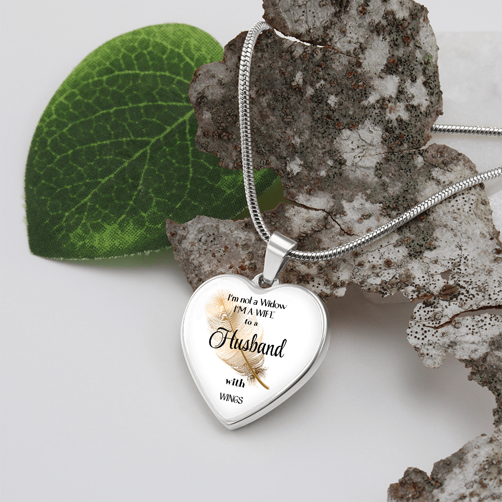In Loving Memory Husband Necklace – Angel Wings Heart Tribute Jewelry | Elegant Memorial & Sympathy Gift by ShineOn Fulfillment