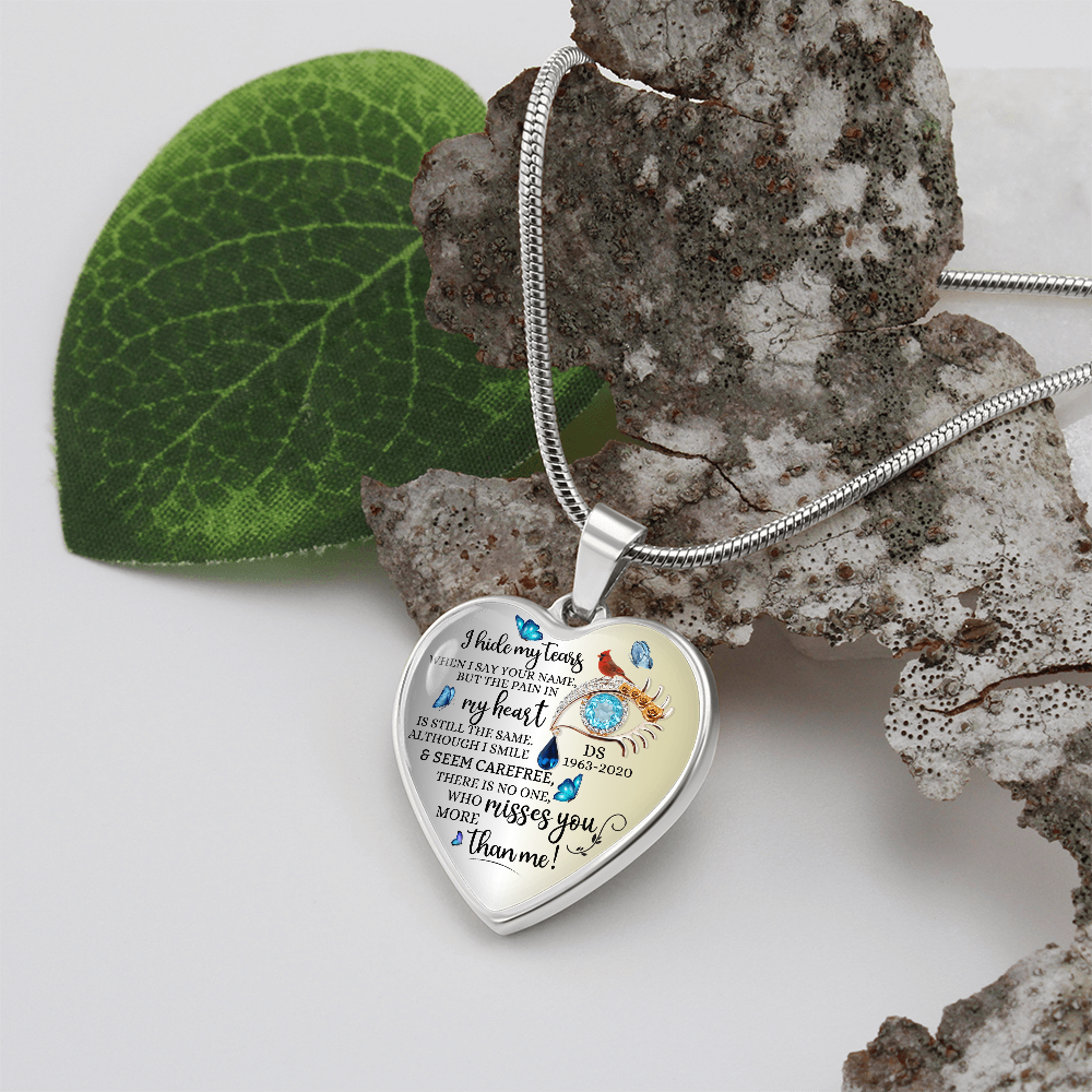 Memorial Necklace with heart pendant and name engraved