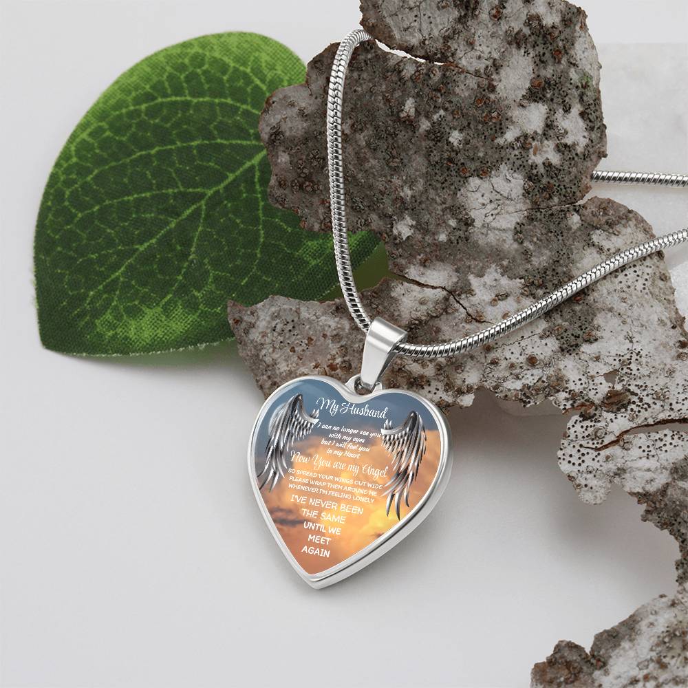 Luxury Heart pendant Necklace my Husband now you are my Angel by ShineOn Fulfillment