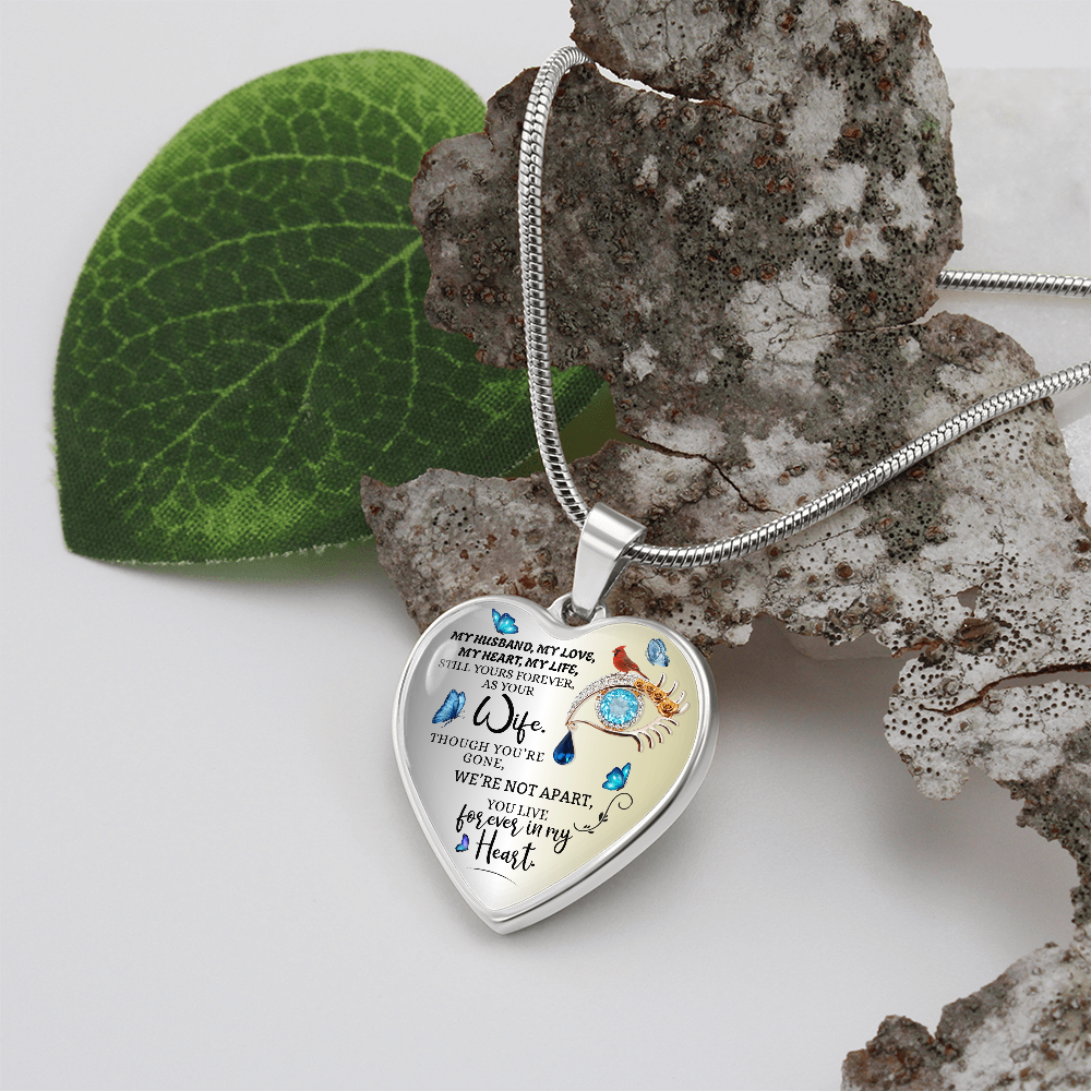 Luxury Personalized Heart Necklace, Husband Loss Gift for Wife, Memorial Jewelry, Remembrance Necklace, Forever Love Keepsake