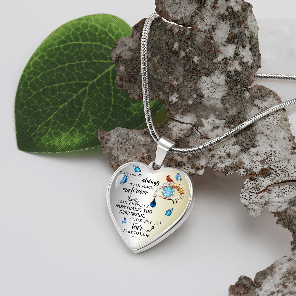 Forever Love Necklace for Wife, Husband Memorial Gift, Loss of Husband Jewelry, Sympathy Heart Pendant, In Loving Memory Keepsake