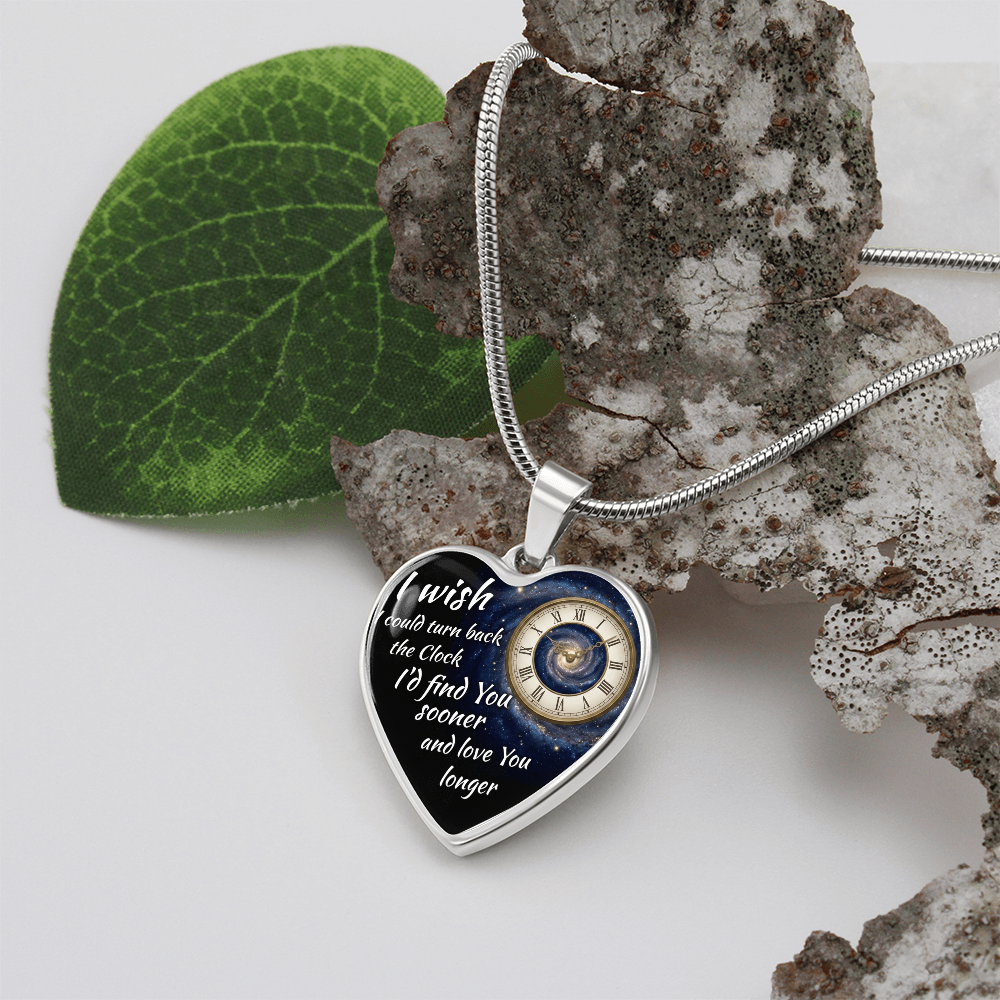 Heart Necklace I wish I could turn back the Clock ShineOn Fulfillment