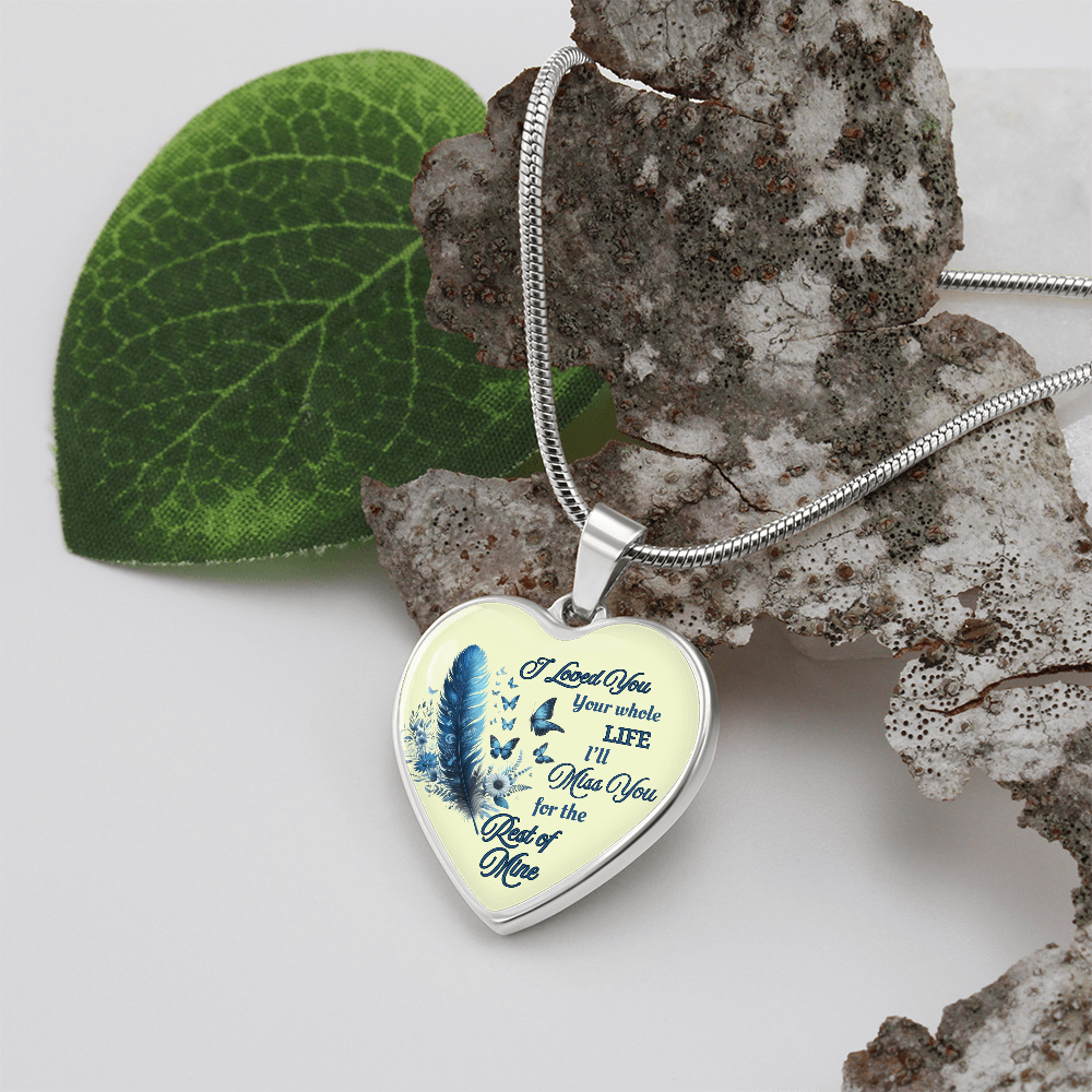 Necklace Memorial Blue Feather Heart Pendant Sympathy Gift for Loss "I Loved You Your Whole Life" by ShineOn Fulfillment