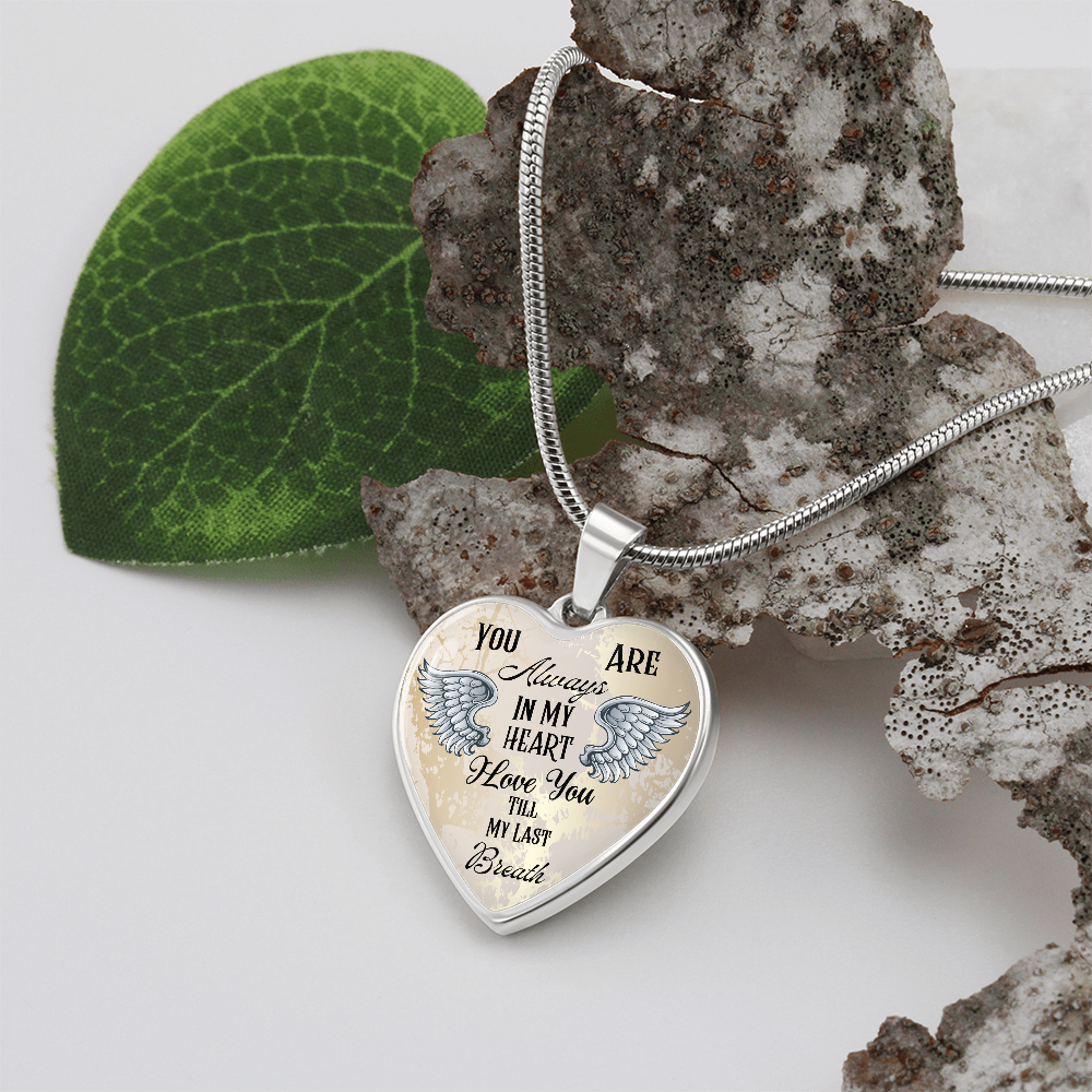 Personalized Heart pendant necklace with back engraving, You are always in my Heart ShineOn Fulfillment