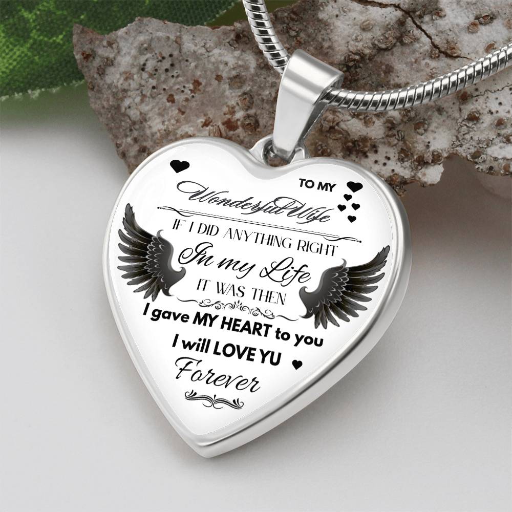 Angel Wings Necklace – To My Wonderful Wife Love Gift, Sentimental Jewelry for Wife's Birthday, Anniversary, or Just Because by ShineOn Fulfillment
