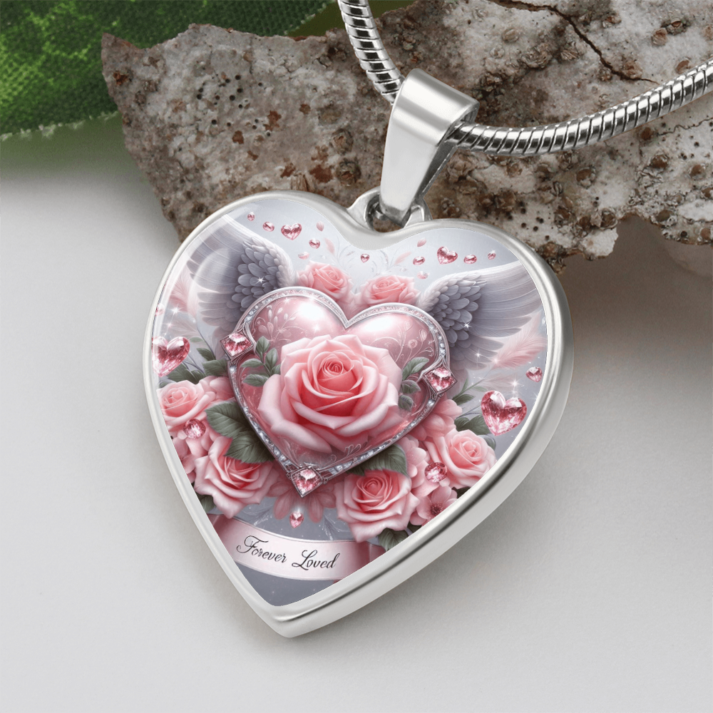 Luxury Heart Necklace Memorial Jewelry – Forever Loved Graphic Pendant Gift for Women Loved One Keepsake by ShineOn Fulfillment
