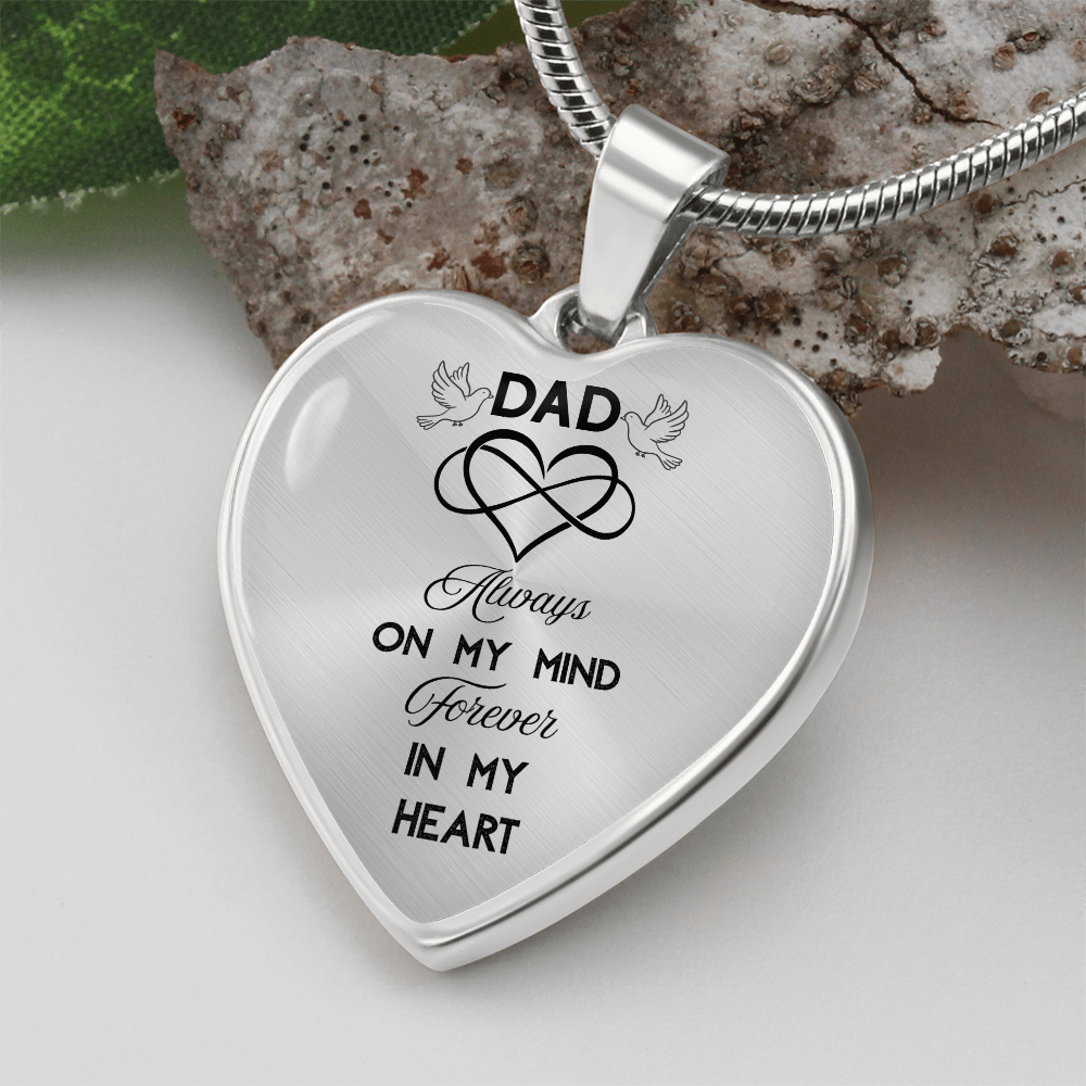 In Loving Memory Dad Necklace – Luxury Heart Memorial Jewelry for Loss of Father