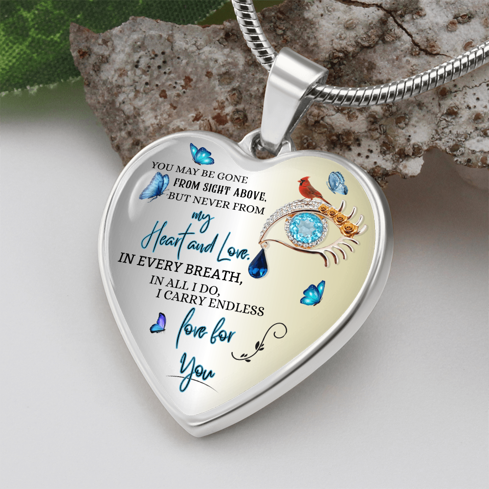 Luxury Heart Necklace, Husband Memorial Jewelry for Wife, Personalized Remembrance Gift, Forever Love Pendant