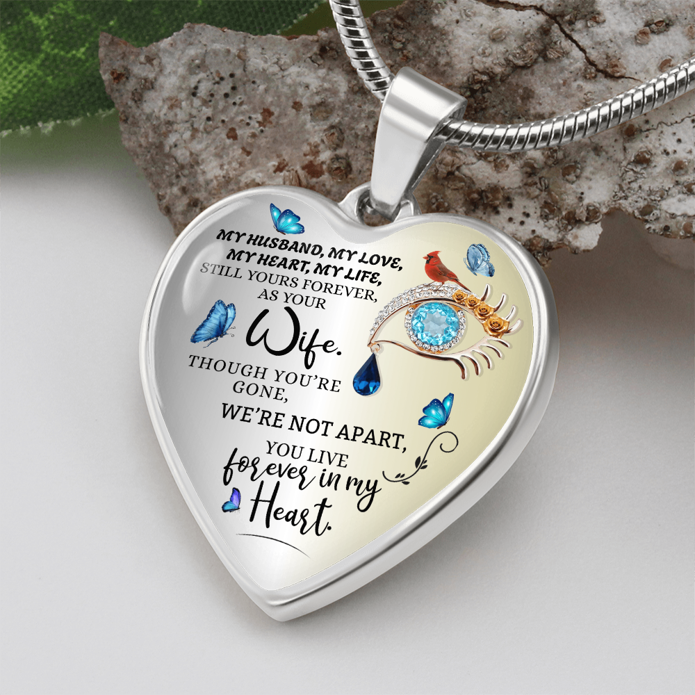 Luxury Personalized Heart Necklace, Husband Loss Gift for Wife, Memorial Jewelry, Remembrance Necklace, Forever Love Keepsake