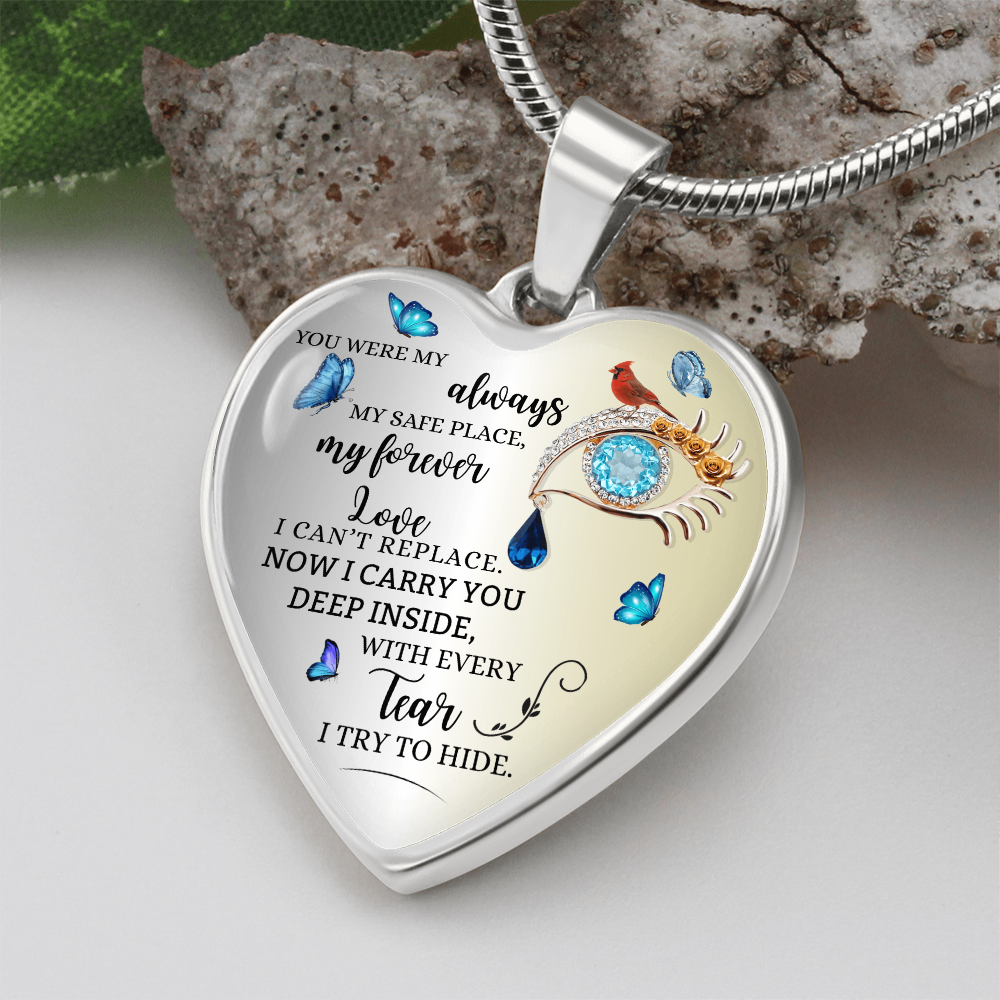 Forever Love Necklace for Wife, Husband Memorial Gift, Loss of Husband Jewelry, Sympathy Heart Pendant, In Loving Memory Keepsake