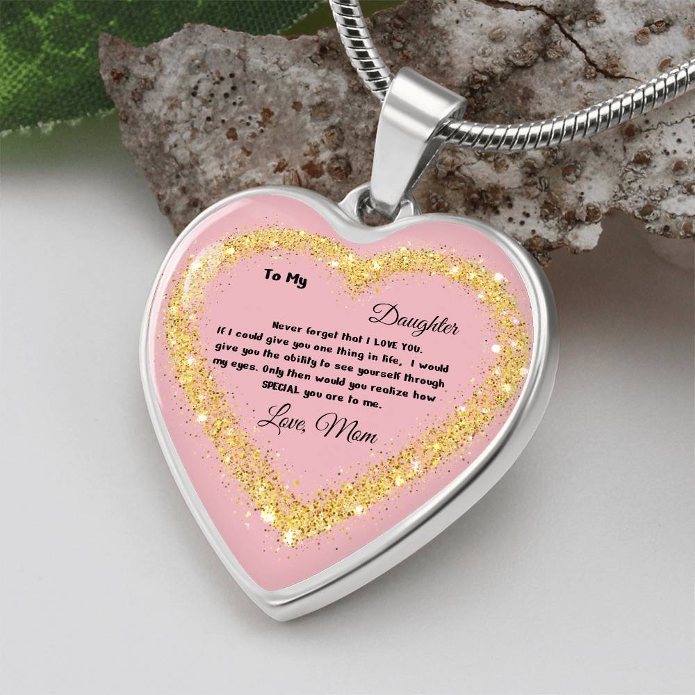 Luxury Heart Pendant Necklace – To My Daughter, Love Mom | Personalized Jewelry Gift by ShineOn Fulfillment