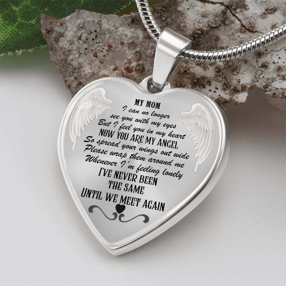 My Mom, My Angel Heart Pendant Memorial Necklace
