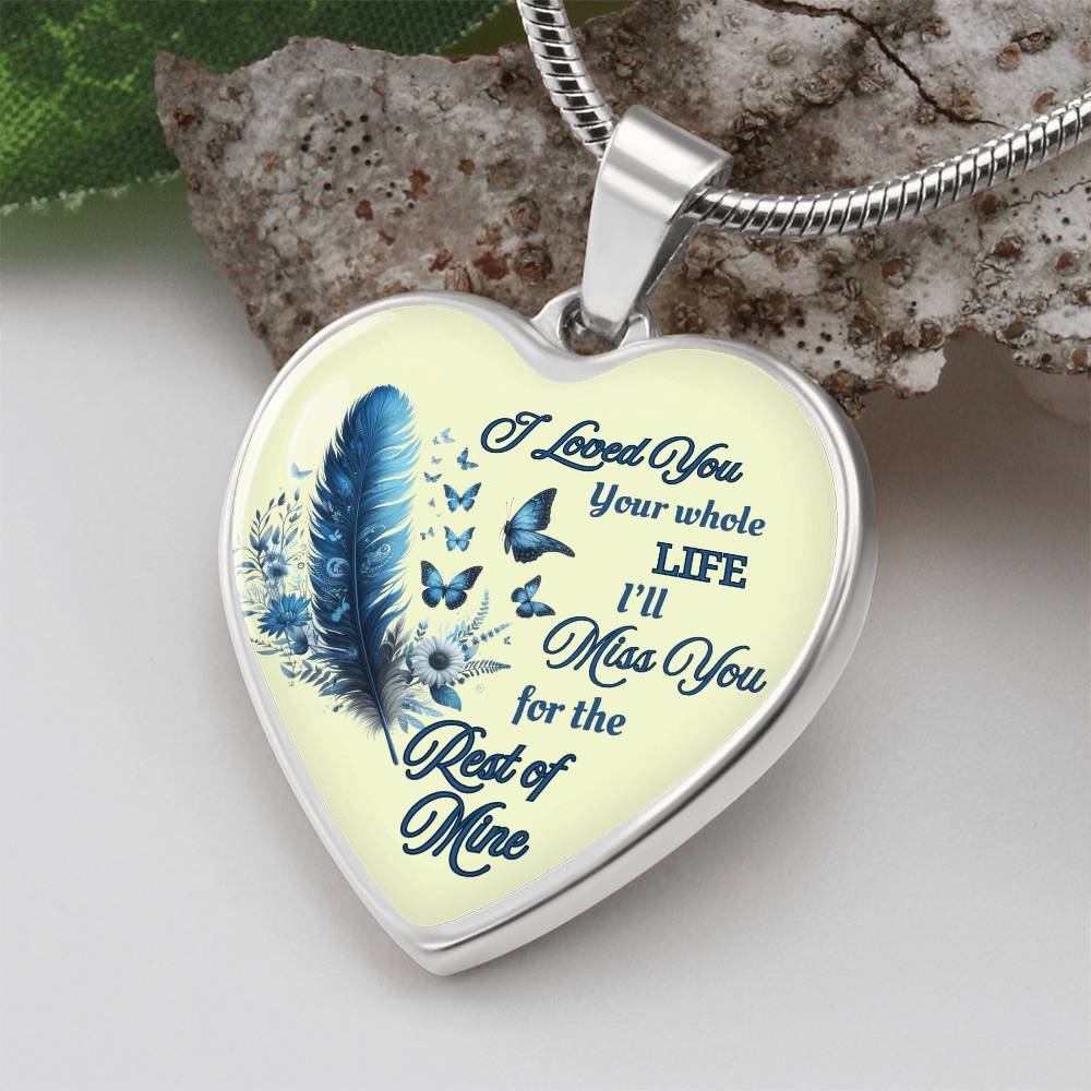 Necklace Memorial Blue Feather Heart Pendant Sympathy Gift for Loss "I Loved You Your Whole Life" by ShineOn Fulfillment