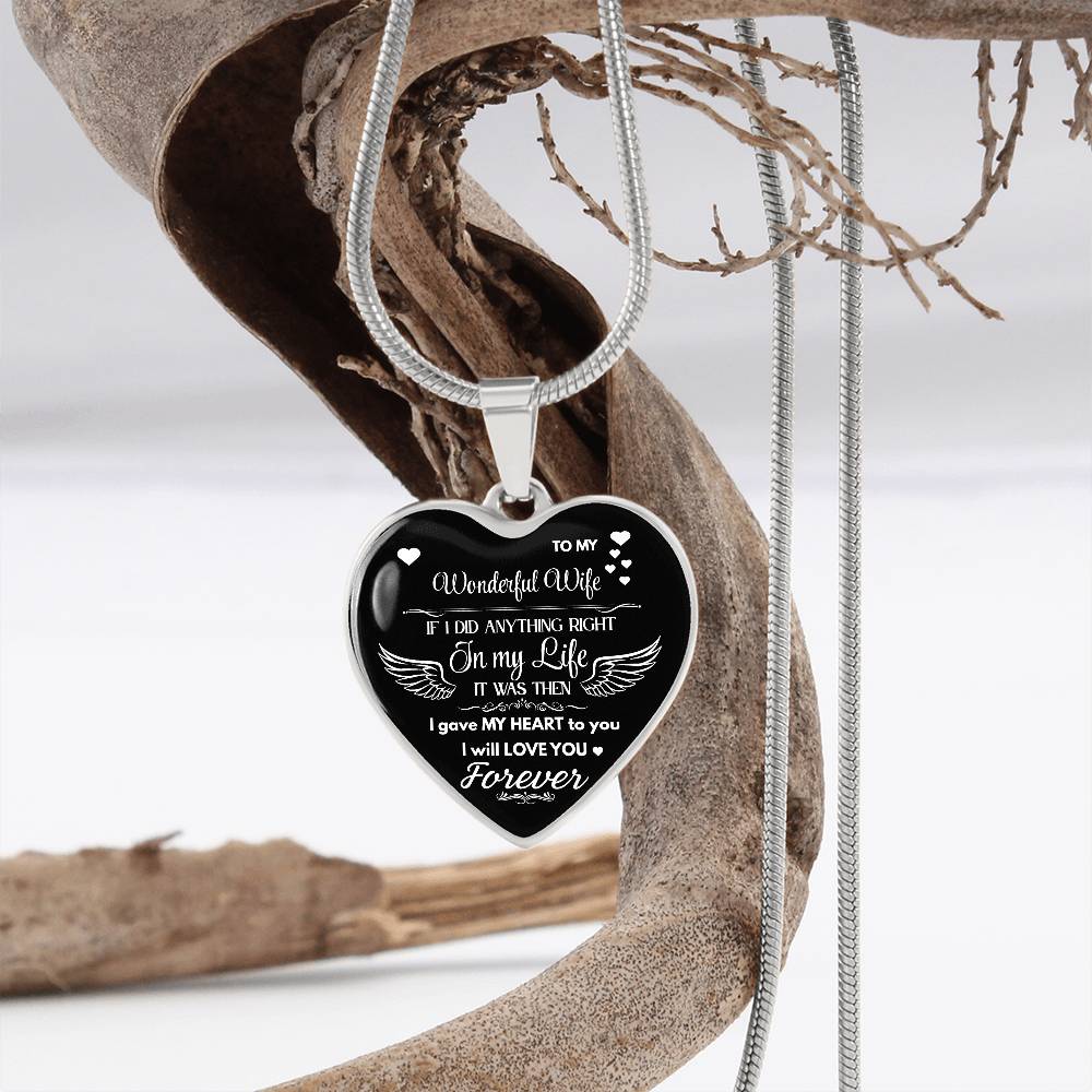To My Wonderful Wife Heart Necklace | Angel Wings Love Gift | JewelryLuxeUS JewelryLuxeUS.Shop