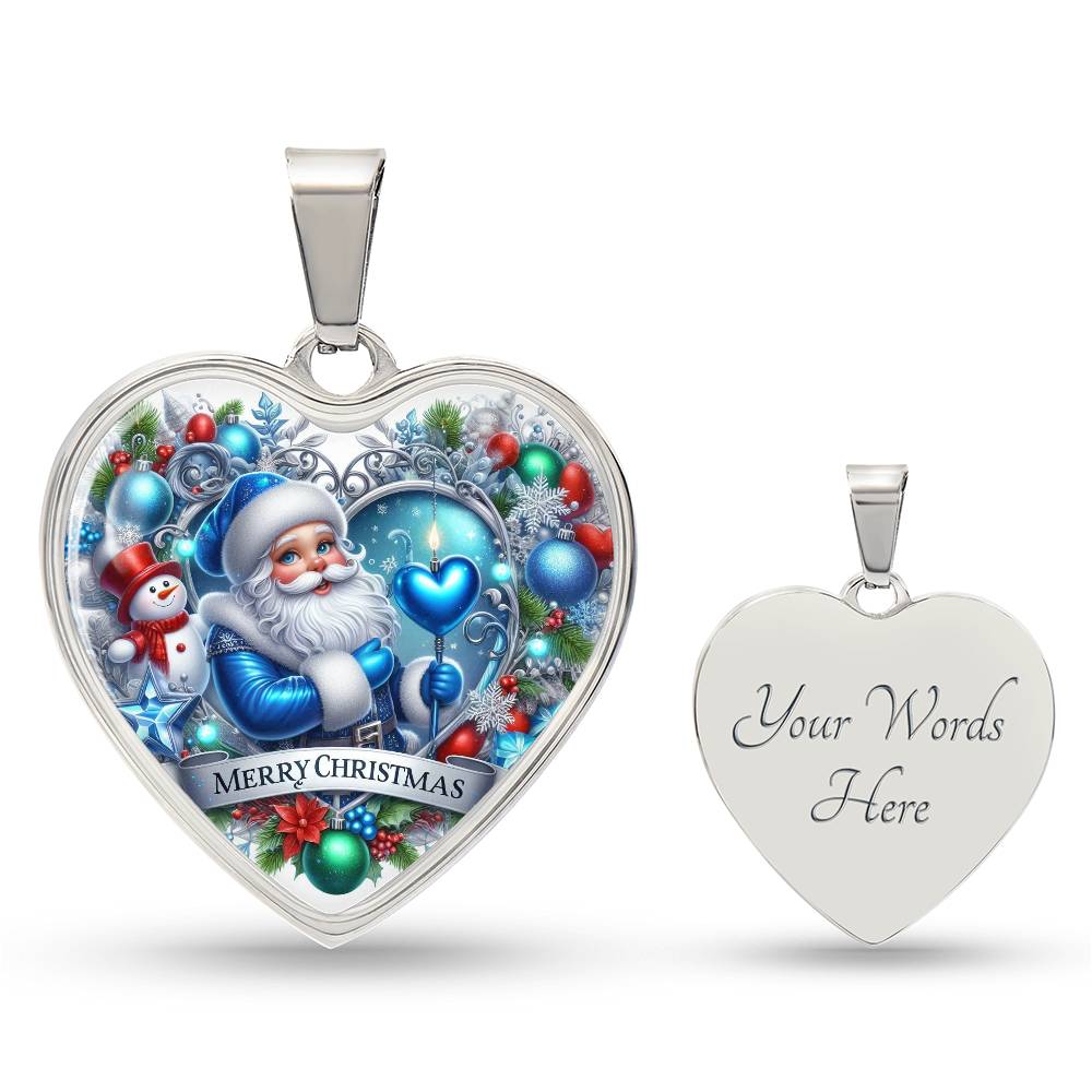 Luxury Heart Necklace – Merry Christmas Graphic Design | Holiday Jewelry Gift for Women by ShineOn Fulfillment