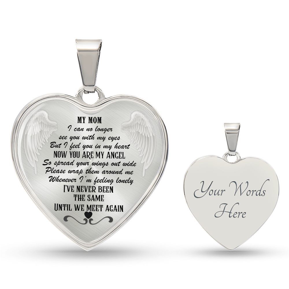 My Mom, My Angel Heart Pendant Memorial Necklace