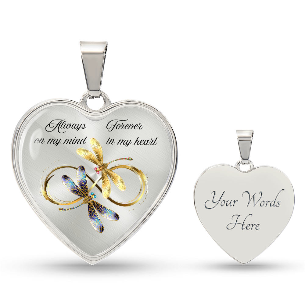 Luxury Graphic Heart Necklace – Forever in My Heart, Always on My Mind Personalized Memorial Gift
