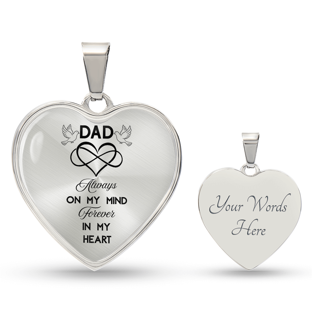 In Loving Memory Dad Necklace – Luxury Heart Memorial Jewelry for Loss of Father